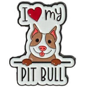 NEW! I Love My Pit Bull Dog Enamel Pin Brooch Pittie Terrier Black White Brown
